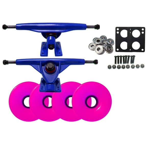 LONGBOARD Skateboard BLUE TRUCKS 76mm PINK WHEEL Pack