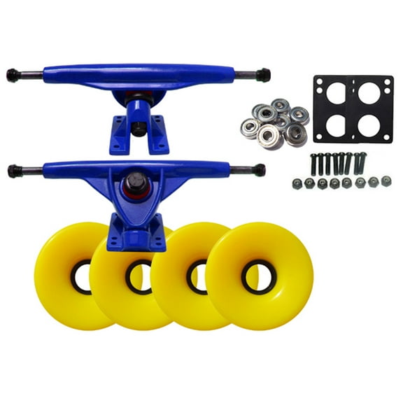 LONGBOARD Skateboard YELLOW WHEELS 181mm TRUCKS COMBO BLUE/YELLOW