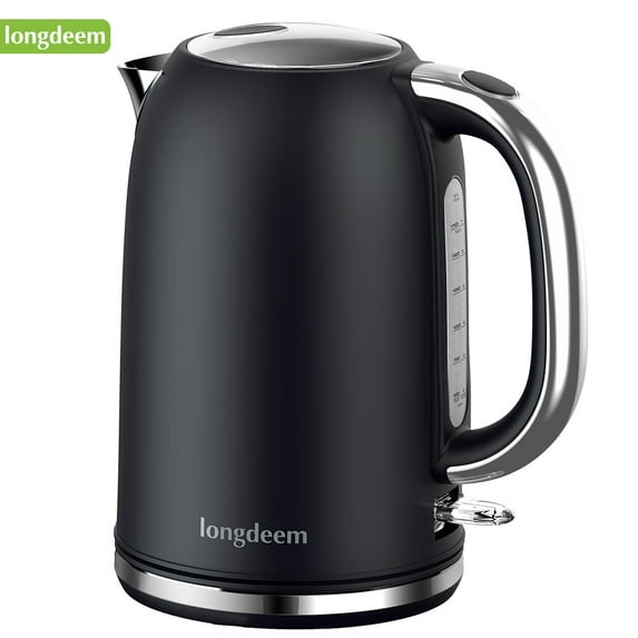 LONGDEEM Electric Kettle - Fast Boiling, Stainless Steel, Auto Shut-Off - 1.7L, Black