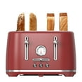 thumbnail image 1 of LONGDEEM 4 Slice Toaster - 6 Browning Options, Wide Slots, High Lift Lever, Dual Controls - Red, 1 of 7