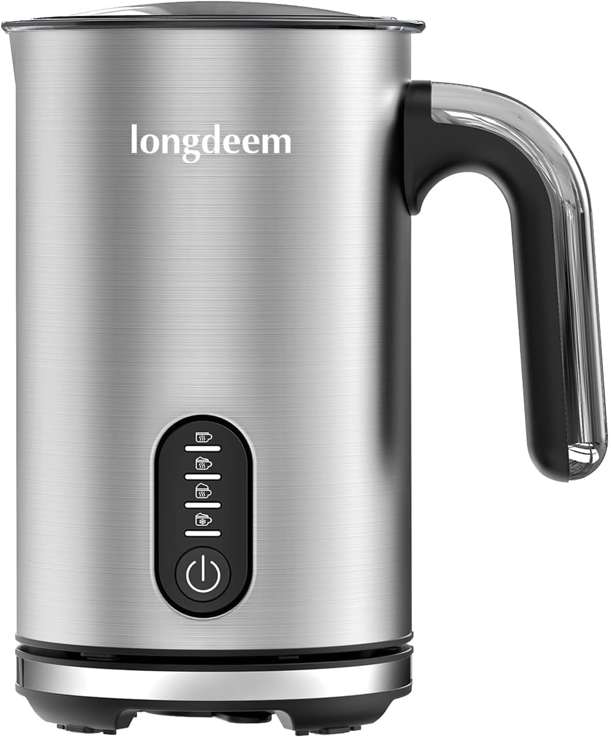 Silver Stainless Steel 4-in-1 Electric Milk Frother with Auto Shut-Off