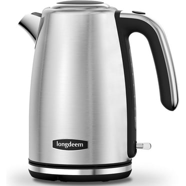LONGDEEM Electric Kettle, 1.7L Stainless Steel, 1500W Quick Boil, Auto Shutoff, Boil-Dry Protection, Silver