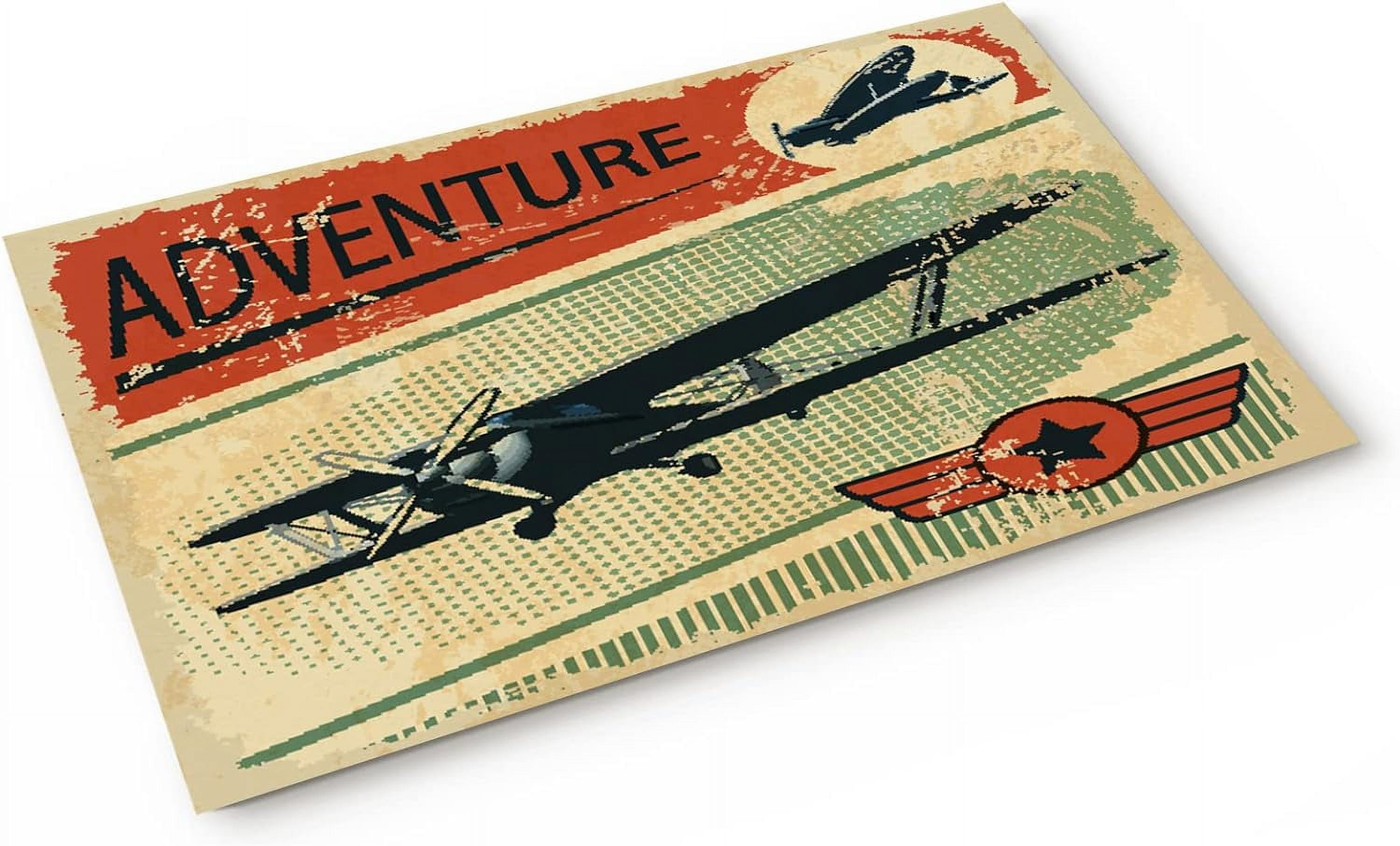 LONGGGGLO Front Door Mat, Vintage Nostalgic Aircraft Door Mat, Low