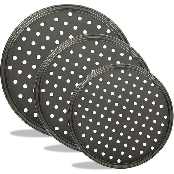 LONGHEXINA 3 Piece Pizza Pans with Holes for Home Kitchen