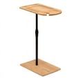 thumbnail image 1 of LONGHEXINA Couch Tray Table Bamboo Height Adjustable Side Table for Sofa C-shaped Oval End Tables with Slots for Bed and Chairs in Living Room and Bedroom, 1 of 8