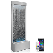 LONGRUN Mirror Waterfall Fountain Indoor, 48" Water Feature With 7 Colors Light, Self-Contained LED Kit, Large Stainless Steel Home Decor