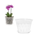 LONGRV 1PC Orchid Pot 5 inch with Holes and Saucers, Clear Plastic