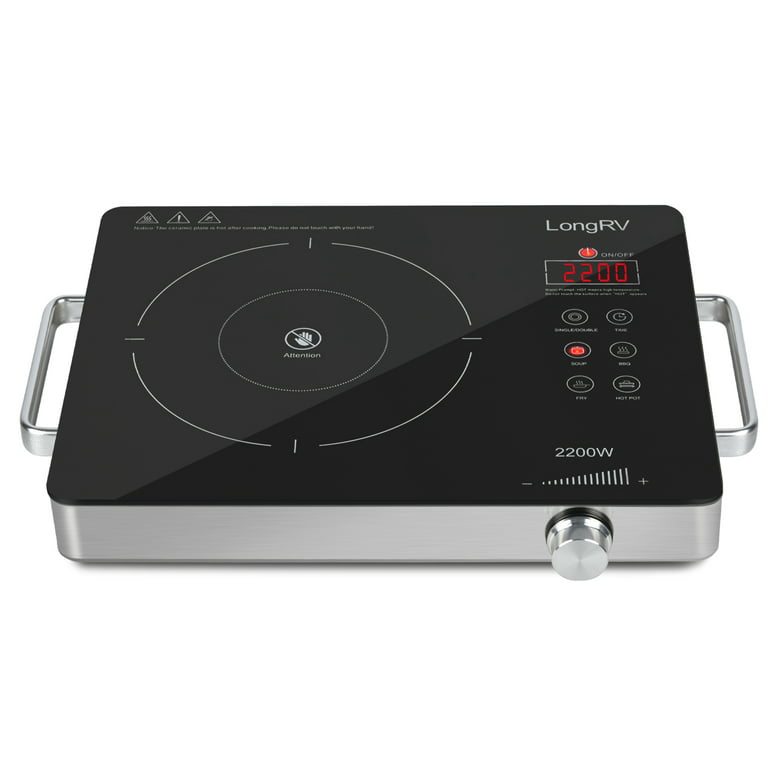 LONGRV 2200W Portable Induction Cooktop, electric burner with Timer,  Electric Hot Plate with Touch Control Panel Adjustable Heating Power, Glass