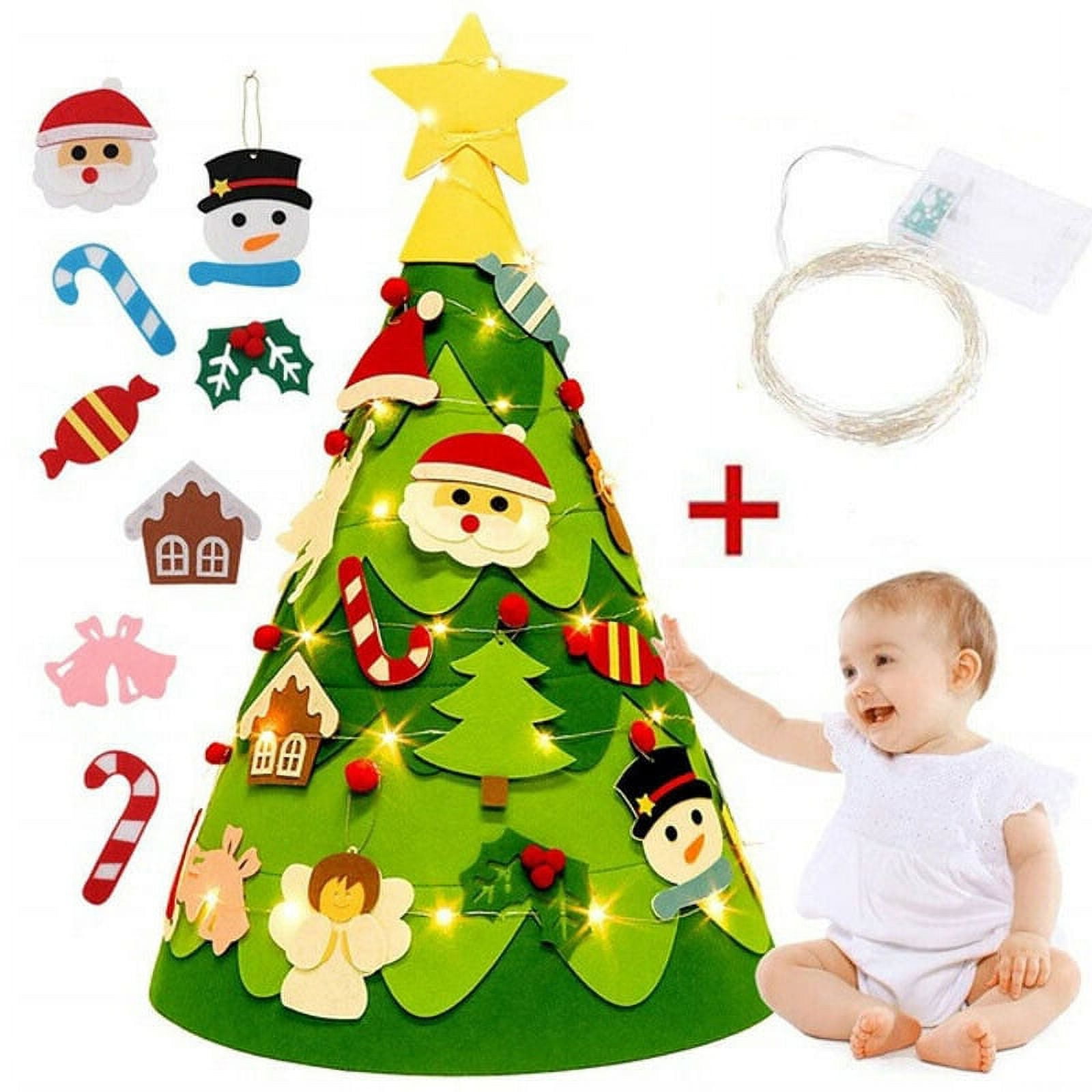LONGRV 3D Felt Christmas Tree For Kids Wall,DIY Felt Christmas Tree