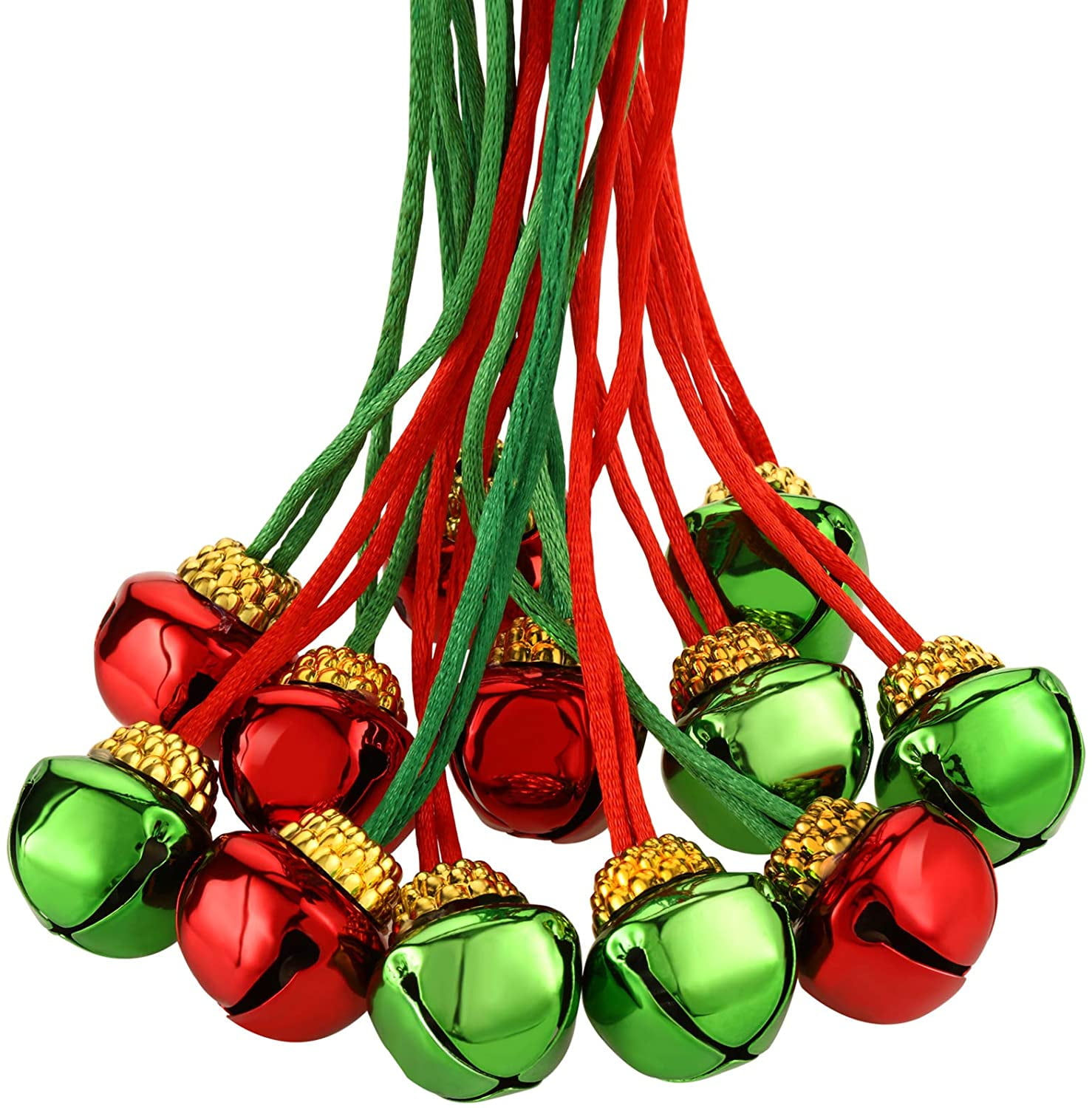 LONGRV 60pcs Christmas Bell Necklaces Christmas Holiday Necklaces