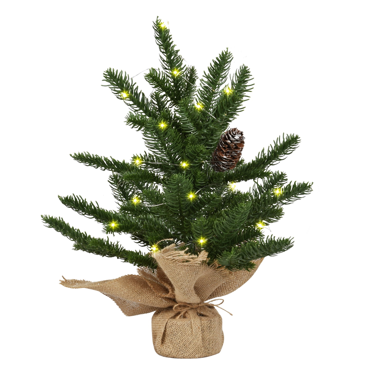 LONGRV Artificial Mini Christmas Tree,20 Inch Tabletop Battery Operated