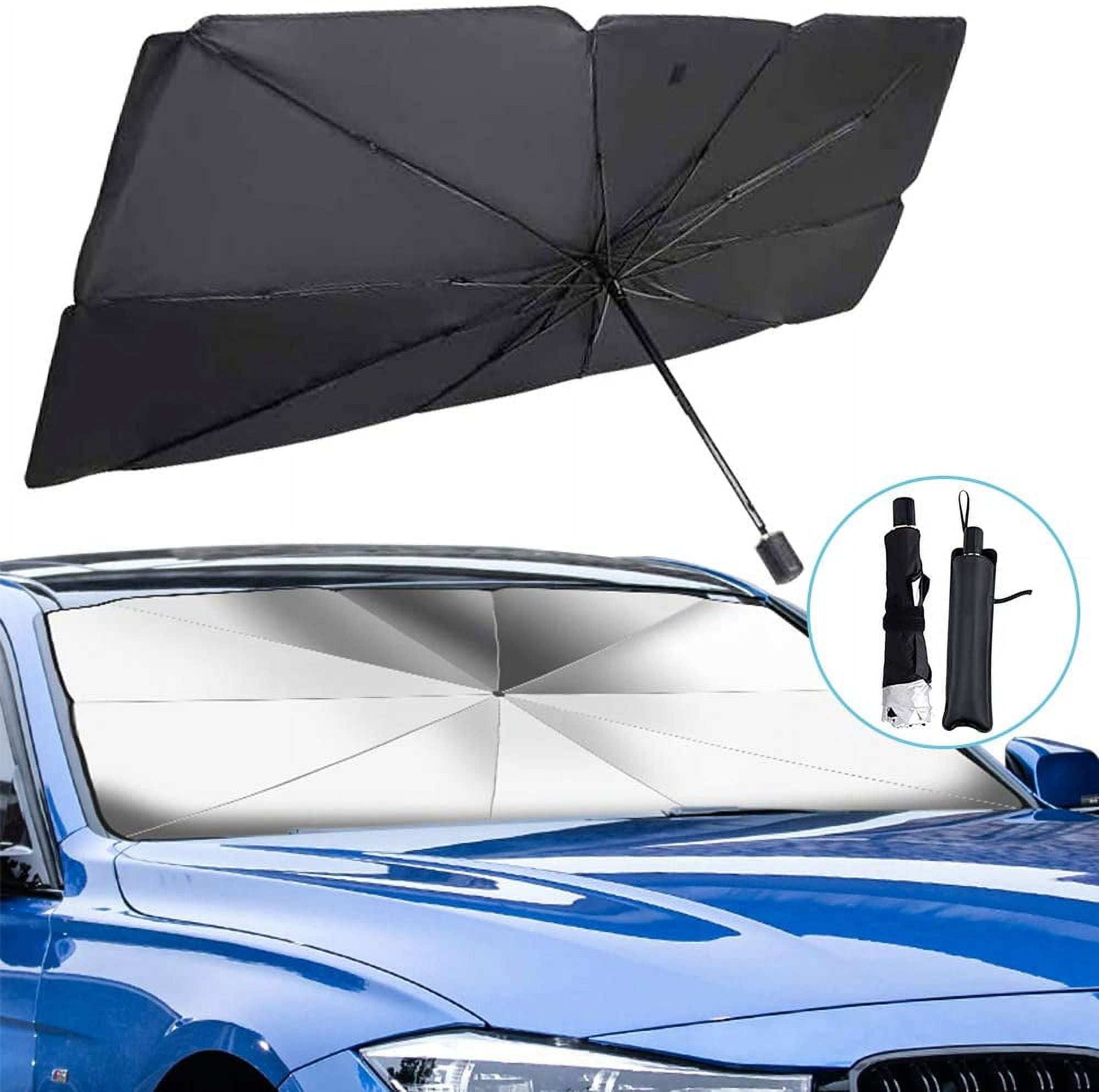 LONGRV Car Windshield Sunshade Umbrella 49 x 26 inch Front Window Protector  Sun Shade Heat Shield Cover Foldable UV Ray Reflector Cover Window Cover  Sun Visor 