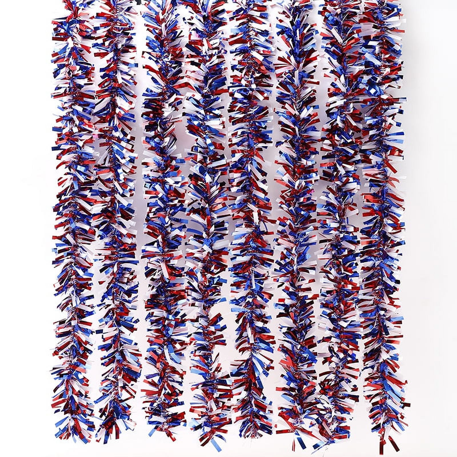 LONGRV Independence Day Twist Garland PVC, Red/White/Blue, 6.6ft Each, Patriotic Decor, 4 Pack