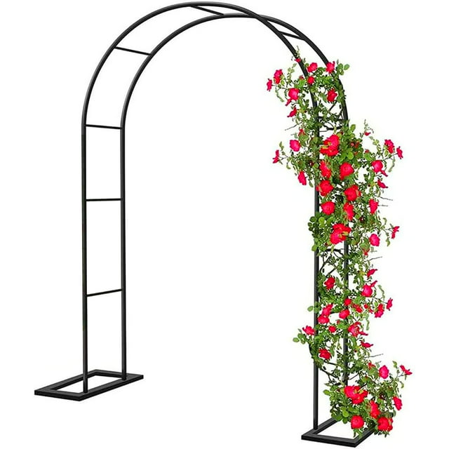 LONGRV Metal Arbors with Base , Windproof 7.5ft Black Garden Arch for ...