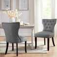 thumbnail image 1 of LONGWIN Classic Tufted Fabric Upholstered Wooden Dining Chair Mid-Back, Gray, Set of 2, 1 of 6