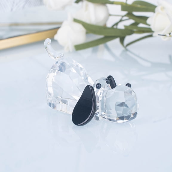 LONGWIN Crytal Cute Dog Statue Collection Glass Animal Statue Tabletop Decoration Ornament