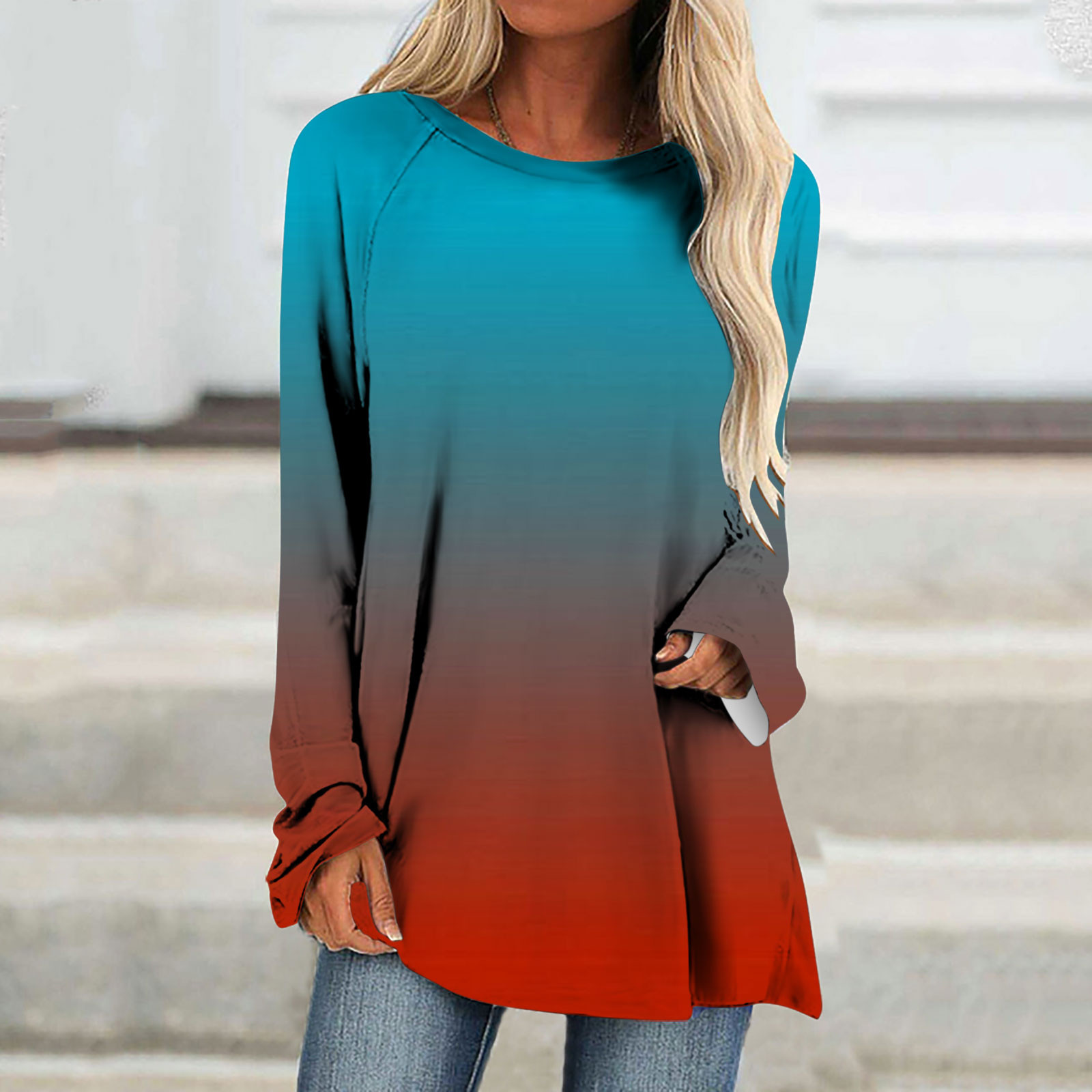 LONGZUVS Women's TShirts in Clearance Vintage Printed Round Neck