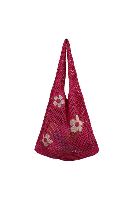 Crochet Tote Fairy Hobo for Women Girls Y2k Purse Knitted Shoulder Bag Mesh Beach Bags