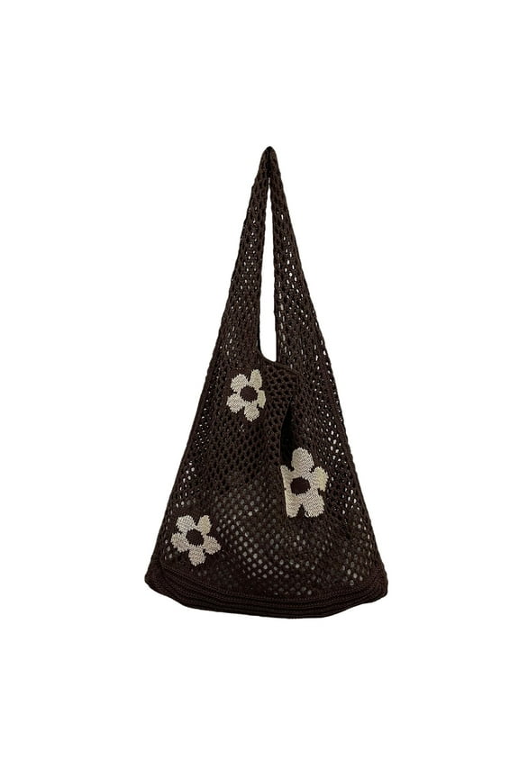 Crochet Tote Fairy Hobo for Women Girls Y2k Purse Knitted Shoulder Bag Mesh Beach Bags