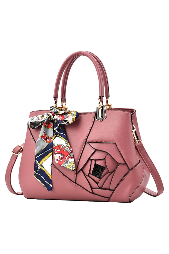 Ladies Top Handle Satchel 3D Flower Women Elegant Handbags Pu Leather Crossbody Tote Purse
