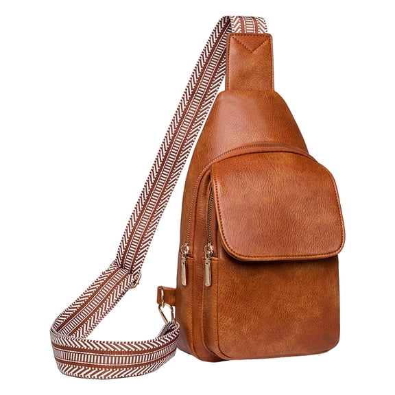 LONGshukeji Small Sling Bag for Women Leather Crossbody Bags Fanny Pack Chest Bag for Travel