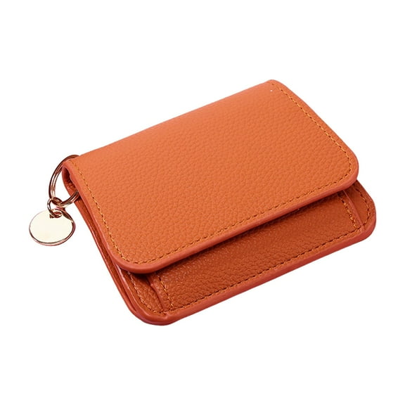 LONGshukeji Small Wallet for Women RFID Blocking Leather Card Case Slim Tri-Fold Wallet with Zipper Pocket and Keychain