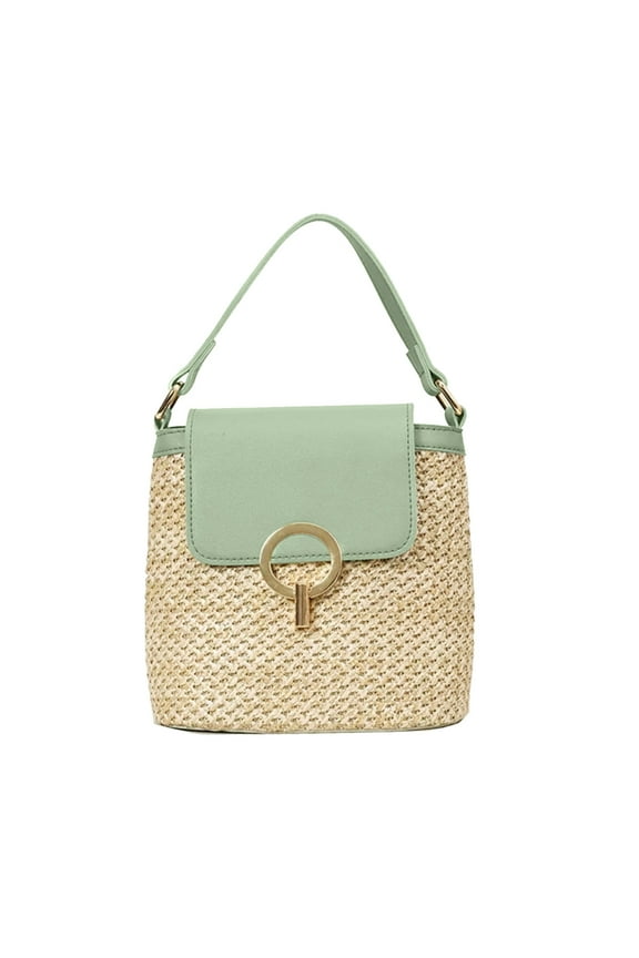 Straw Weave Women Bucket Handbags Summer Beach Shoulder Bags