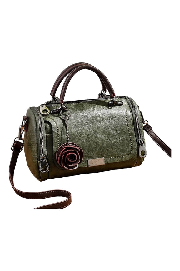 Women Fashion Barrel Handbag PU Leather Top Handle Satchel Boston Style Purse Crossbody Bags