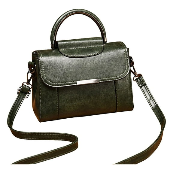 LONGshukeji Women's Fashionable Leather Retro Crossbody Bag Simple Cover Square Handbag