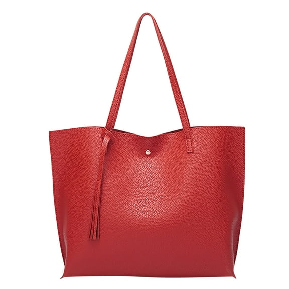 LONGshukeji Women's Soft Leather Tote Shoulder Bag Big Capacity Tassel Handbag