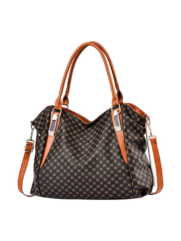 Womens Monogram Print Tote Bag Top Handle Crossbody Shoulder Handbag