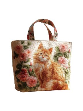 Womens Patchwork Cat Tote Bag Large Shoulder Purse for Shopping and Daily Use