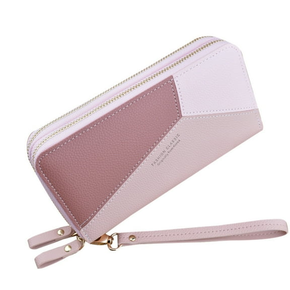 LONGshukeji Wristlet Wallet for Women Large Capacity Double Zipper Around Purse Credit Card Money Holder Birthday Gift Mom Wife Girlfriend