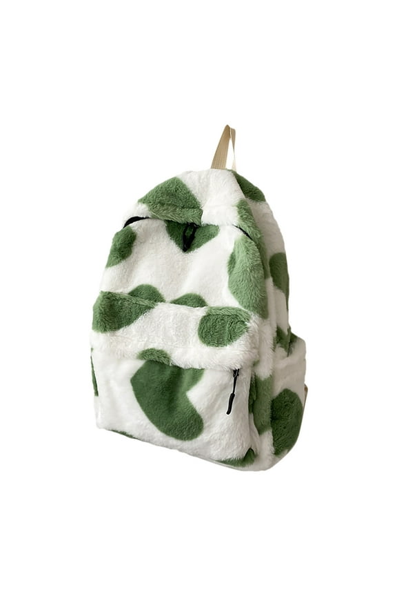 Y2K Backpack for Women Love Heart Plush Fuzzy Book Bags Trendy Stuff Casual Daypack