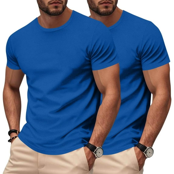 LONKITO 2-Pack Men's & Big Men's Shirts Short Sleeve Workout T Shirts Breathable Comfort Crewneck Tee for Gym Running Athletic, Size 4XL