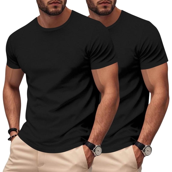 LONKITO 2-Pack Men's and Big Men's Shirts Short Sleeve Workout T Shirts Breathable Comfort Crewneck Tee for Gym Running Athletic, Size XXL