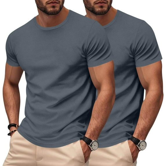LONKITO 2-Pack Mens T Shirts Short Sleeve Workout Shirts Breathable Comfort Crewneck Tee for Gym Running Athletic, Size 4XL