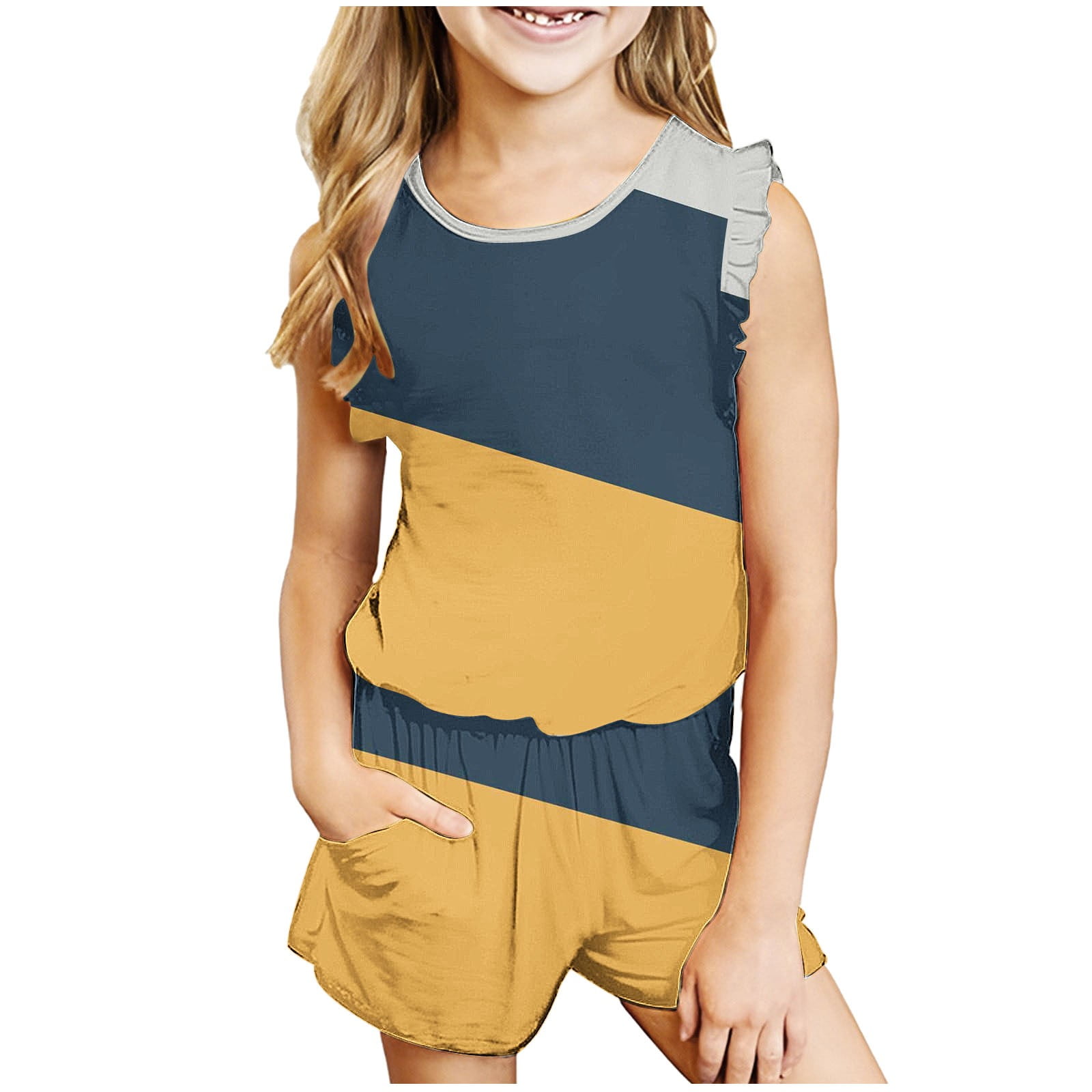 LONKITO 2024 Girls Outfit Sleeveless Graphic Tshirts and Shorts Summer