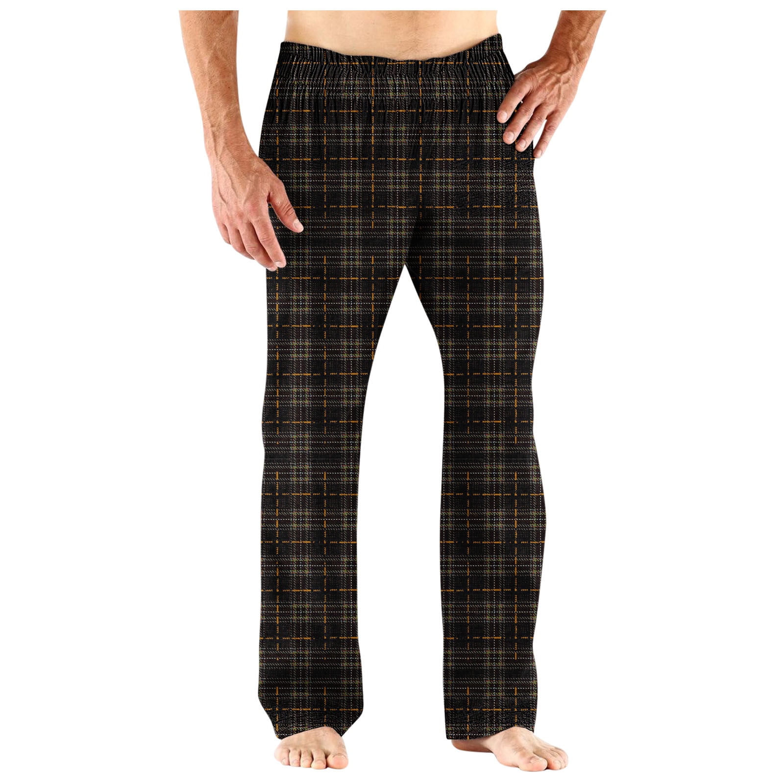 LONKITO 2024 Mens Casual Plaid Pants, Straight Leg Baggy Pajama Pants, Sizes SXXL