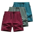 thumbnail image 1 of LONKITO 3 Pack Mens Shorts Elastic Waist Lightweight Running Shorts with Zipper Pockets for Casual Athletic Beach Summer, Size L, 1 of 8