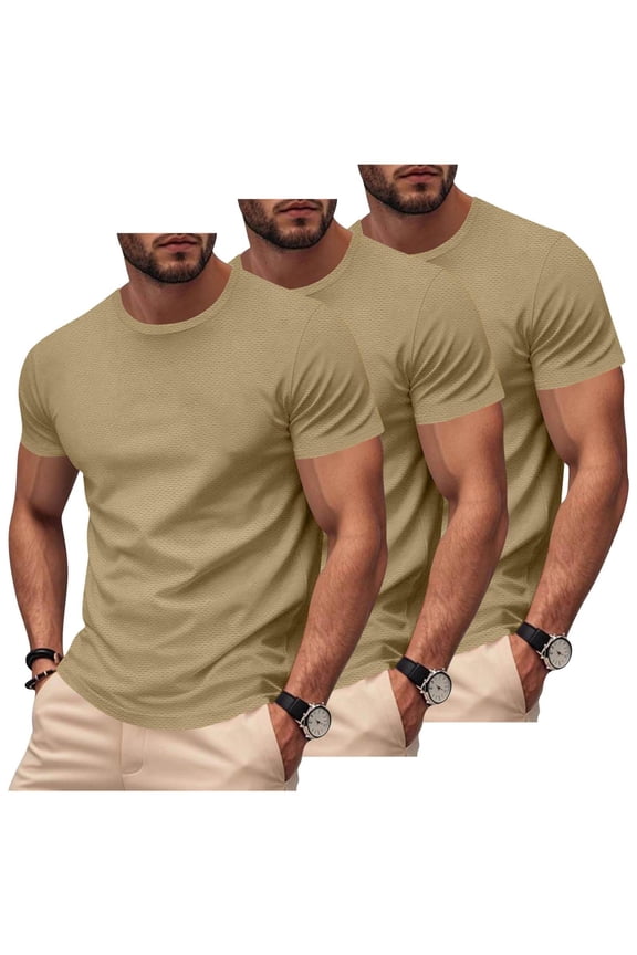 3-Pack Mens T Shirts Big and Tall Workout Shirts for Lightweight Breathable Short Sleeve Crewneck Tees, Size 3XL