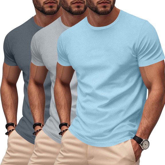 LONKITO 3Pack Mens Shirts Short Sleeve Workout T Shirts Breathable Crewneck Tees for Gym Running Joggers, Size 3XL