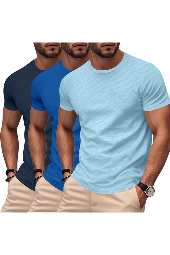 3Pack Mens Shirts Short Sleeve Workout T Shirts Breathable Crewneck Tees for Gym Running Joggers, Size 3XL