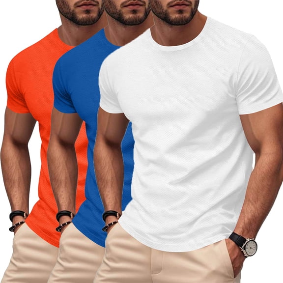 LONKITO 3Pack Mens Shirts Short Sleeve Workout T Shirts Breathable Crewneck Tees for Gym Running Joggers, Size M