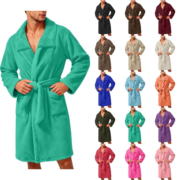 LONKITO Bathrobes for Men Bath Towel Soft Comfortable Fit Robes Nightgown with Pockets