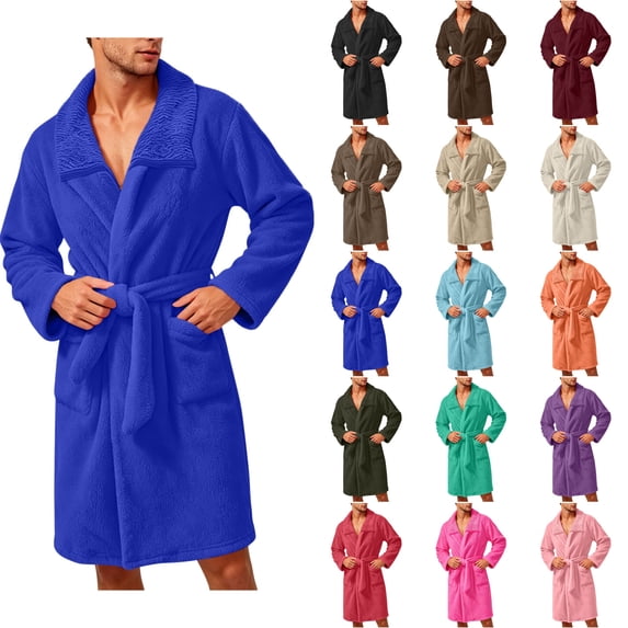 LONKITO Bathrobes for Men Bath Towel Soft Comfortable Fit Robes Nightgown with Pockets