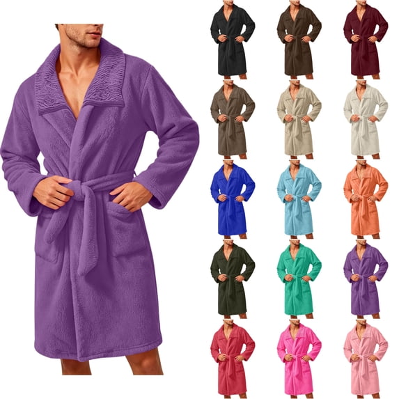 LONKITO Bathrobes for Men Bath Towel Soft Comfortable Fit Robes Nightgown with Pockets