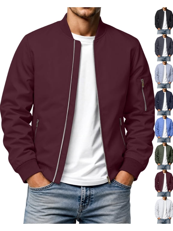 Bomber Jackets for Men Windproof Warm Padded Jacket Relaxed Fit Outerwear Coats Fall Winter Clothes