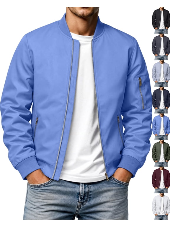 Bomber Jackets for Men Windproof Warm Padded Jacket Relaxed Fit Outerwear Coats Fall Winter Clothes