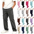 thumbnail image 1 of LONKITO Boys Cargo Pants Casual Straigh Leg Fleece Sweatpants with Pockets Drawstring Elastic Waist Size 13-14 Years, 1 of 8